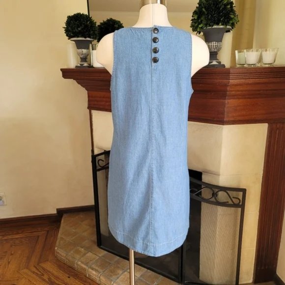 J. Crew Button Back Chambray Shift Dress M - Picture 3 of 9